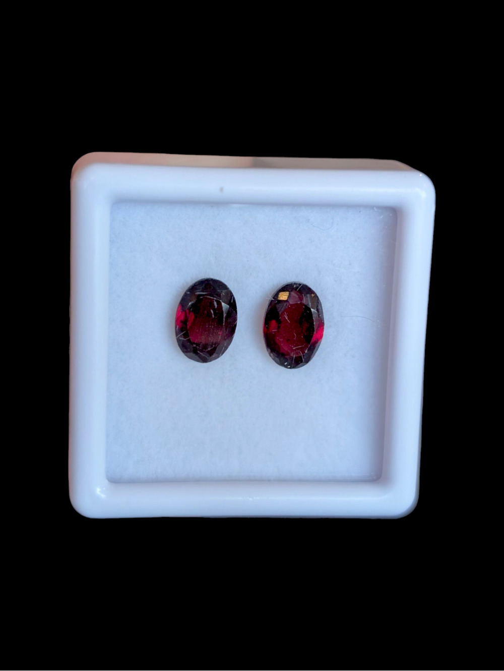 Matching Pair Set of 2 Genuine Red Garnet Oval Cut Loose Gemstone